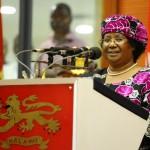 Joyce Banda delivers a speech at her ina