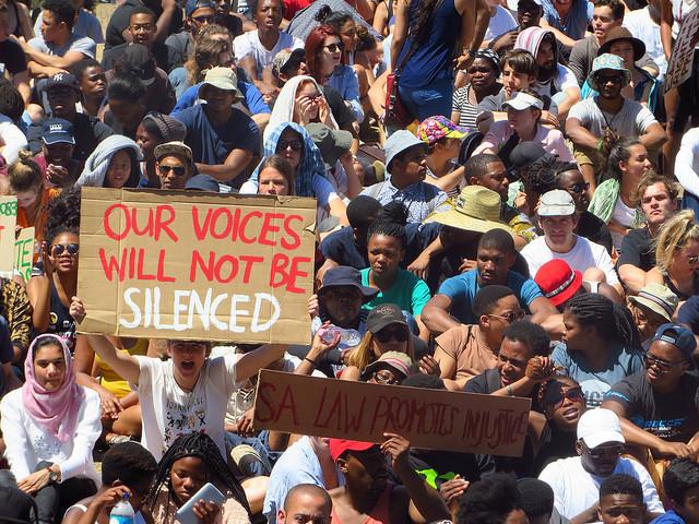 South African students at a #FeesMustFall rally. Photograph by Tony Carr.