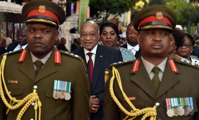 President Jacob Zuma arrives at Parliament to deliver his 2016 State of the Nation address. Credit: GCIS.