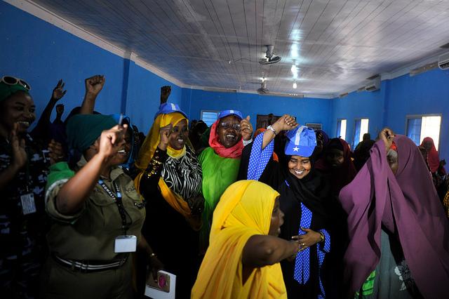 At a celebration raising awareness of women's participation in the 2016 elections. Credit: AMISOM/Ilyas Ahmed.