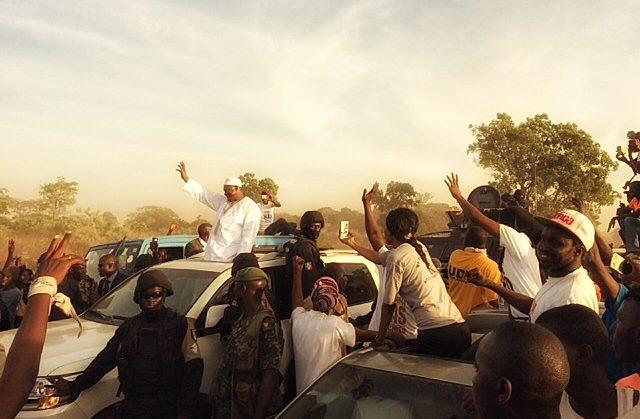 President Adama Barrow greeting supporters. Credit: Katarina Höije