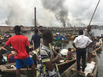 Otodo-Gbame in Lagos being razed.