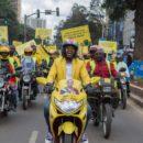 Boniface Mwangi leading a convoy of motorbike drivers in Kenya's 2017 elections. Credit: Boniface Mwangi.