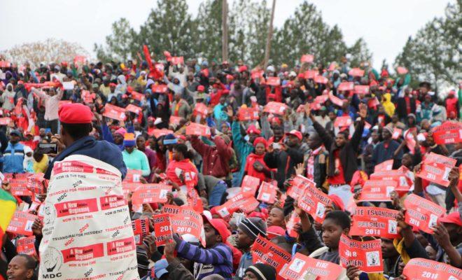 An MDC-T 2018 election rally at Mkoba Stadium, Gweru. Credit: MDC Zimbabwe.