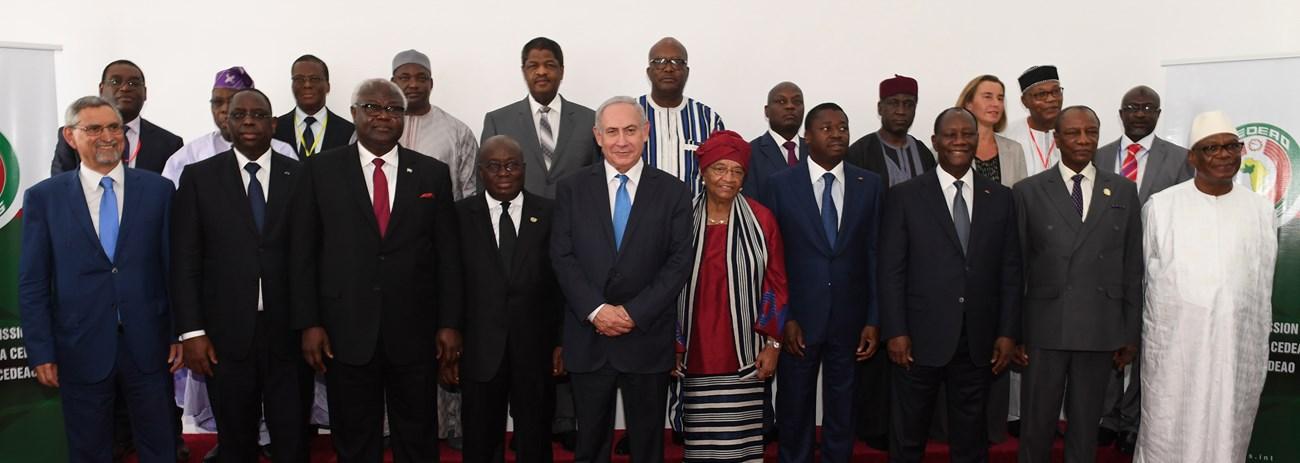 Israel's PM Benjamin Netanyahu with West African heads of state at the ECOWAS summit in June 2017. Credit: Israel Government Press Office.