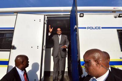 President Jacob Zuma inspects a mobile police station. Credit: GCIS.