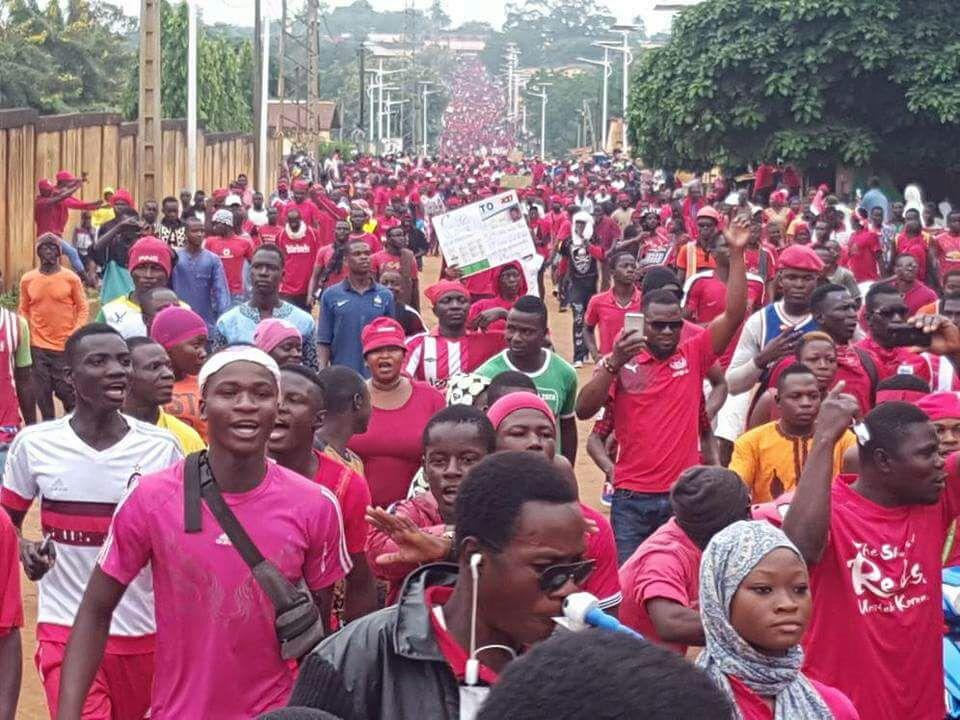 Thousands take to the streets in Togo to demand the reinstatement of the 1992 constitution. 