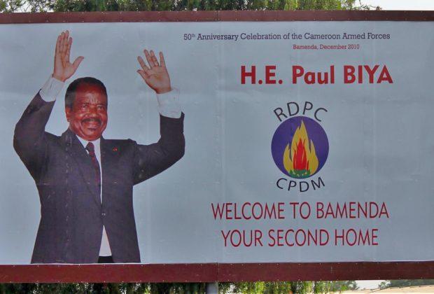 A poster of President Paul Biya in the city of Bamenda, in one of Cameroon's Anglophone regions. Credit: Carsten ten Brink.