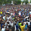 George Weah supporters await his arrival at the party headquarters in Congo Town, Monrovia. Credit: Stephen Kollie.