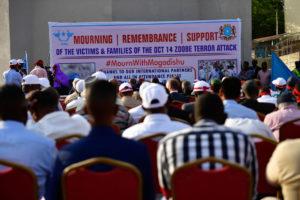 Guests attend a ceremony to remember the victims and families of the October 14 attack in Mogadishu. Credit: AMISOM/Ilyas Ahmed