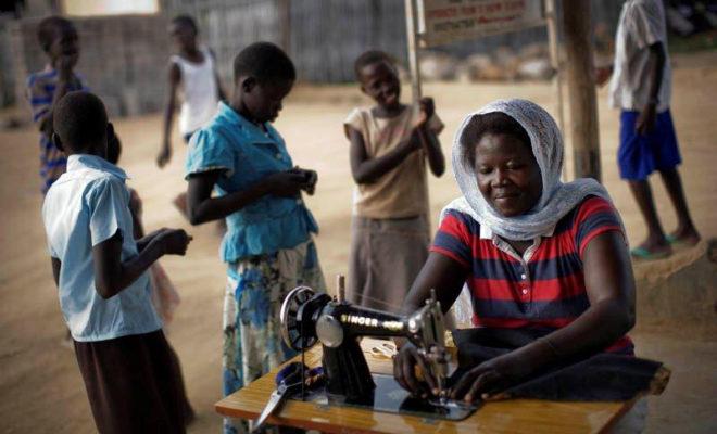 A female ex-combatant sews in South Sudan. Credit: UNDP South Sudan/Brian Sokol.