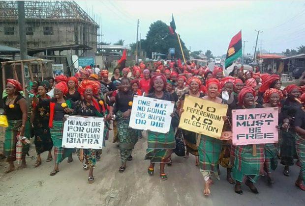 Protesters in 2017 demanding a referendum on independence for Biafra.