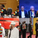 A garment for all occasions: Zimbabwe's President Mnangagwa has been weather his favourite scarf, in fair weather and foul.