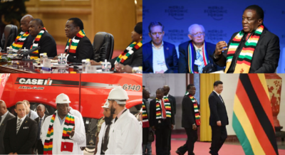 A garment for all occasions: Zimbabwe's President Mnangagwa has been weather his favourite scarf, in fair weather and foul.