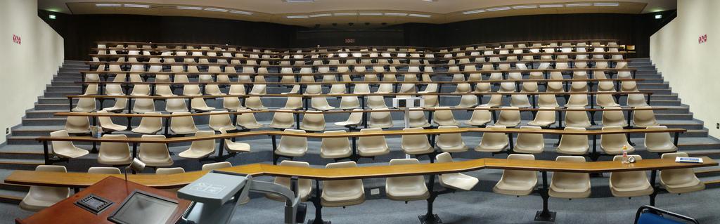An empty lecture theatre in the University of Cape Town. Credit: Ian Barbour.