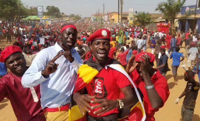 Bobi Wine leading a protest against Uganda's new social media tax. Credit: Bobi Wine.