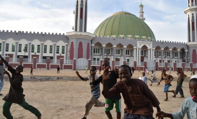 Outside the central mosque in Maiduguri, the birth place of Boko Haram. Credit: Obi Anyadike.