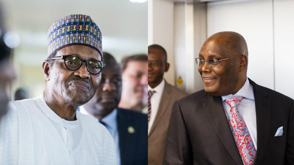 Nigeria 2019: Nigeria's presidential race looks set to be a two-horse race between President Muhammadu Buhari (left) and former Vice-President Atiku Abubakar. Credit: Presidence du Benin/LSE Africa Summit.