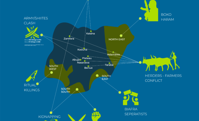 Nigeria insecurity map ahead of the 2019 elections.