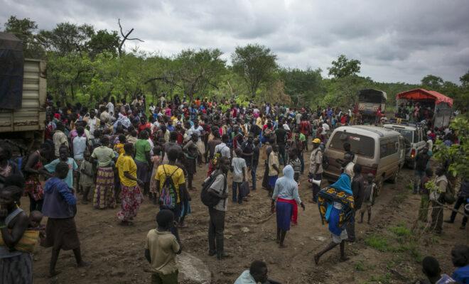 South Sudan refugees arriving in Imvepi settlement in northern Uganda, fleeing deadly war and hunger in their country, in 2017. Credit: Kieran Doherty/Oxfam.