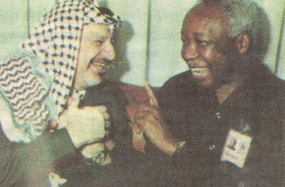 Tanzania Palestine: Former Palestinian leader Yasser Arafat with Tanzania's former President Julius Nyerere.