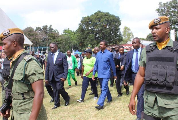 President Edgar Lungu (centre, in light blue) has been in office since 2015. Credit: WorldFish.