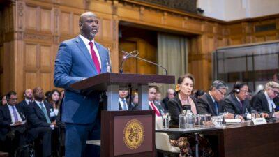 Gambia's Justice Minister Abubacarr Tambadou speaks on the first day of hearings in a case against Myanmar alleging genocide against the minority Muslim Rohingya population at the International Court of Justice in The Hague. Credit: UN Photo/ICJ-CIJ/Frank van Beek.