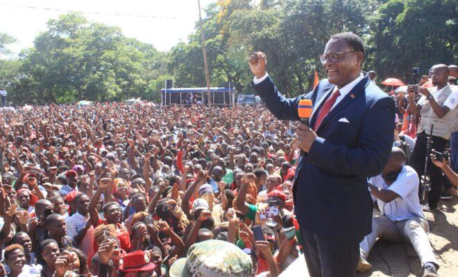 Presidential candidate Lazarus Chakwera on the campaign trail in Malawi re-run elections. Credit: MCP.