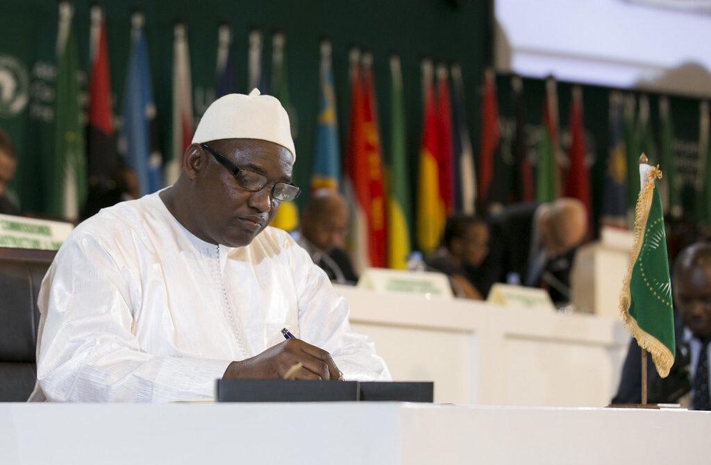 constitution President Adama Barrow of the Gambia at the AU summit in Kigali. Credit: Paul Kagame.
