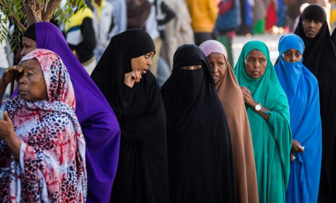 Somaliland UN... Women queuing to vote in Somaliland's 2017 elections. Credit: Jim Huylebroek, Creative Associates International