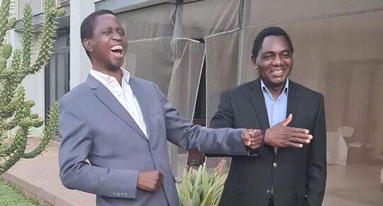 Outgoing President Edgar Lungu with president-elect Hichilema days after the election in Zambia.