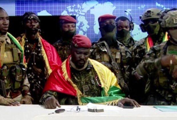 Guinea coup leaders on state television.