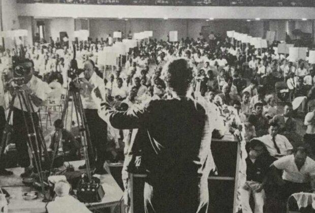 Ella Baker addressing a convention in 1964.