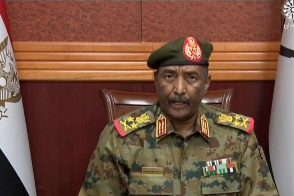 General Abdel Fattah al-Burhan declared a nationwide state of emergency and dissolved the transitional government in Sudan on 25 October 2021. Credit: Sudan TV.