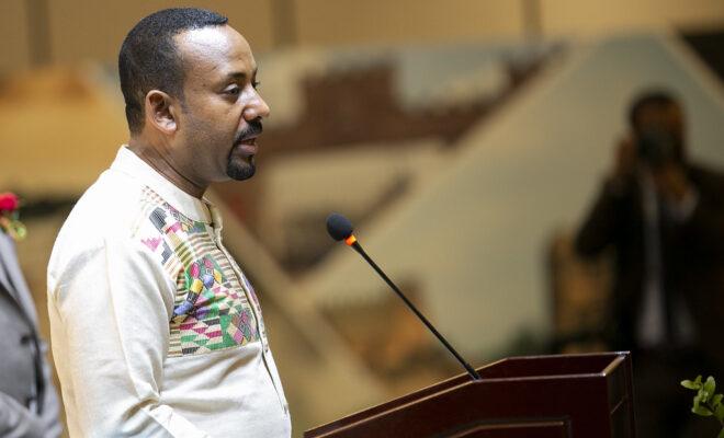 Prime Minister Abiy Ahmed of Ethiopia giving a speech in 2019. Credit: Paul Kagame.