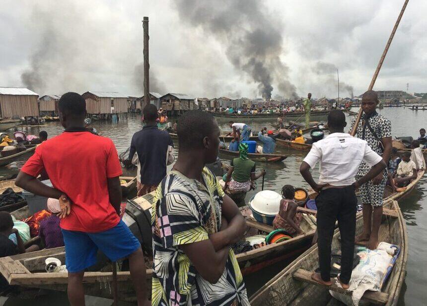 The forced eviction of Otodo Gbame, Lagos, in April 2017. Credit: Justice & Empowerment Initiative.