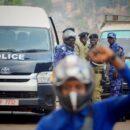 Police at an opposition rally in Uganda in April 2022. Credit: Bobi Wine/Facebook.