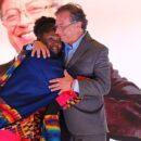 President-elect Gustavo Petro and Vice-president-elect Francia Márquez embrace after winning elections in Colombia. Credit: Pacto Histórico.