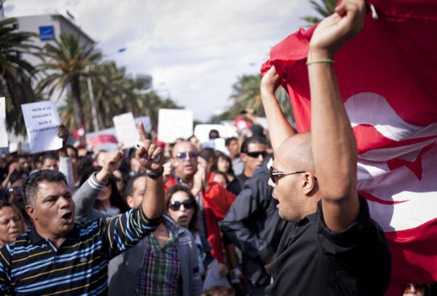 Protesters in Tunisia demonstrate before the country's first elections after the fall of Ben Ali in 2011. Credit: Ezequiel Scagnetti.