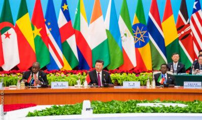 China Africa debt. The presidents of South Africa, China, and Equatorial Guinea at the Forum for China Africa Cooperation in 2016. Credit: Presidence Benin.