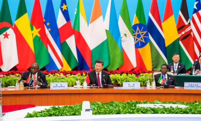 China Africa debt. The presidents of South Africa, China, and Equatorial Guinea at the Forum for China Africa Cooperation in 2016. Credit: Presidence Benin.