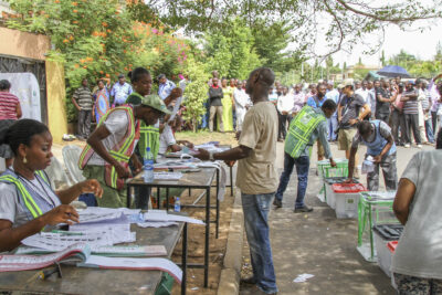 A polling station in Ikeja, Lagos in 2015. The new biometric voter accreditation system might be seen as a game-changer, but technology is only as good as its users. (Photo courtesy: US Embassy)