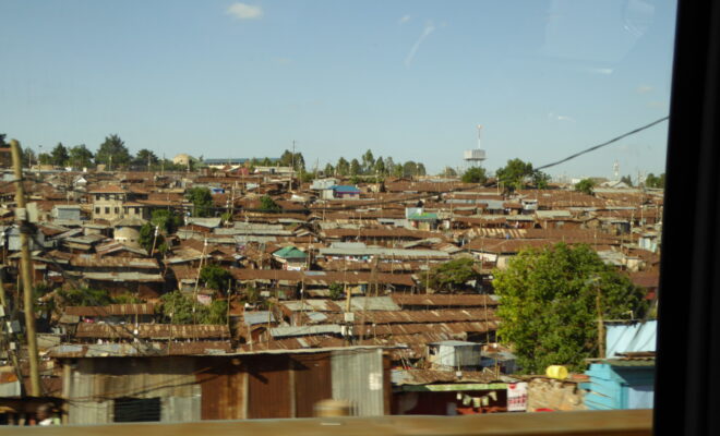 A view of Kibra, Nairobi: 75% of the OpenAI sub-contracted employees were from the informal settlement, earning a fraction of the pay for double the work. Photo courtesy: Regina Hart