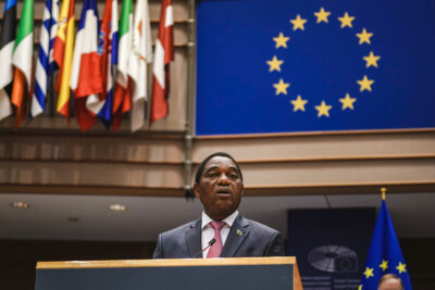 President Hichilema of Zambia on a visit to the European Parliament in 2022. Credit: European Parliament.