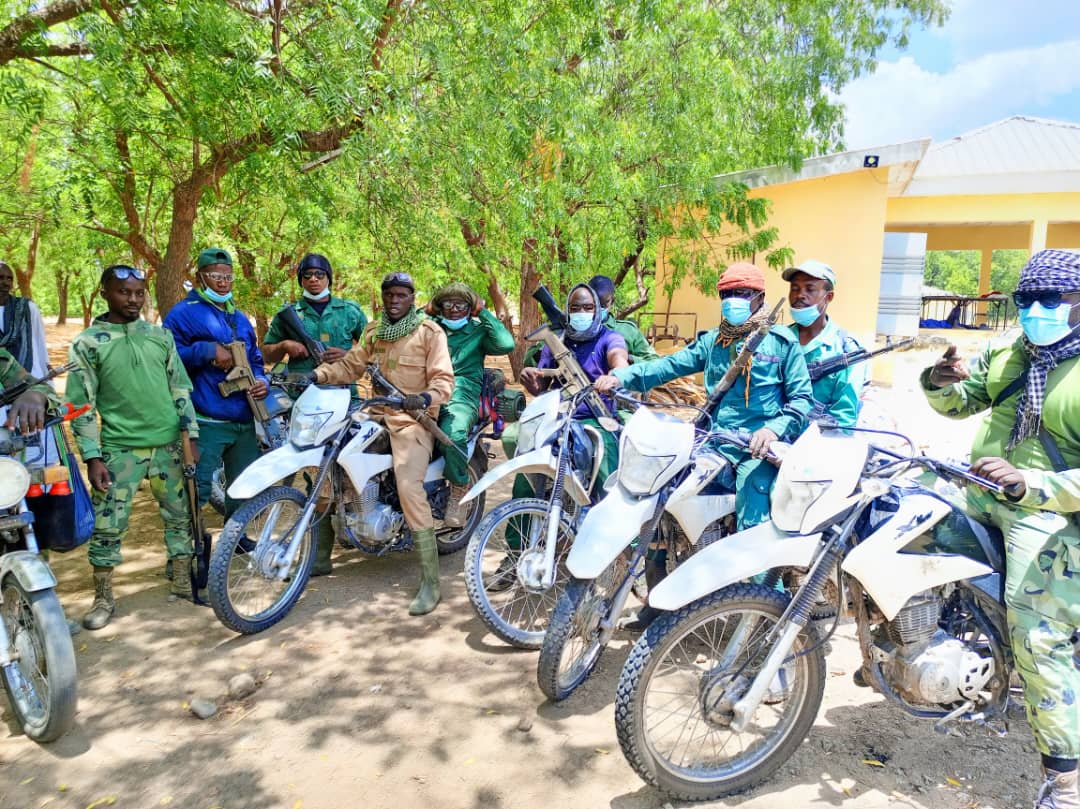 Eco-guards set for a mission to fight poachers at the Waza National Park. Credit: Waza National Park.
