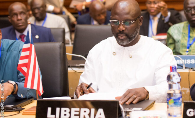 President George Weah faces re-election in Liberia on 10 October 2023. Credit: Presidence du Benin.