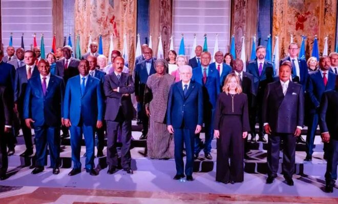 Several African leaders along with the president of the African Development Bank attended the Italy-Africa summit in Rome. Credit: African Development Bank.