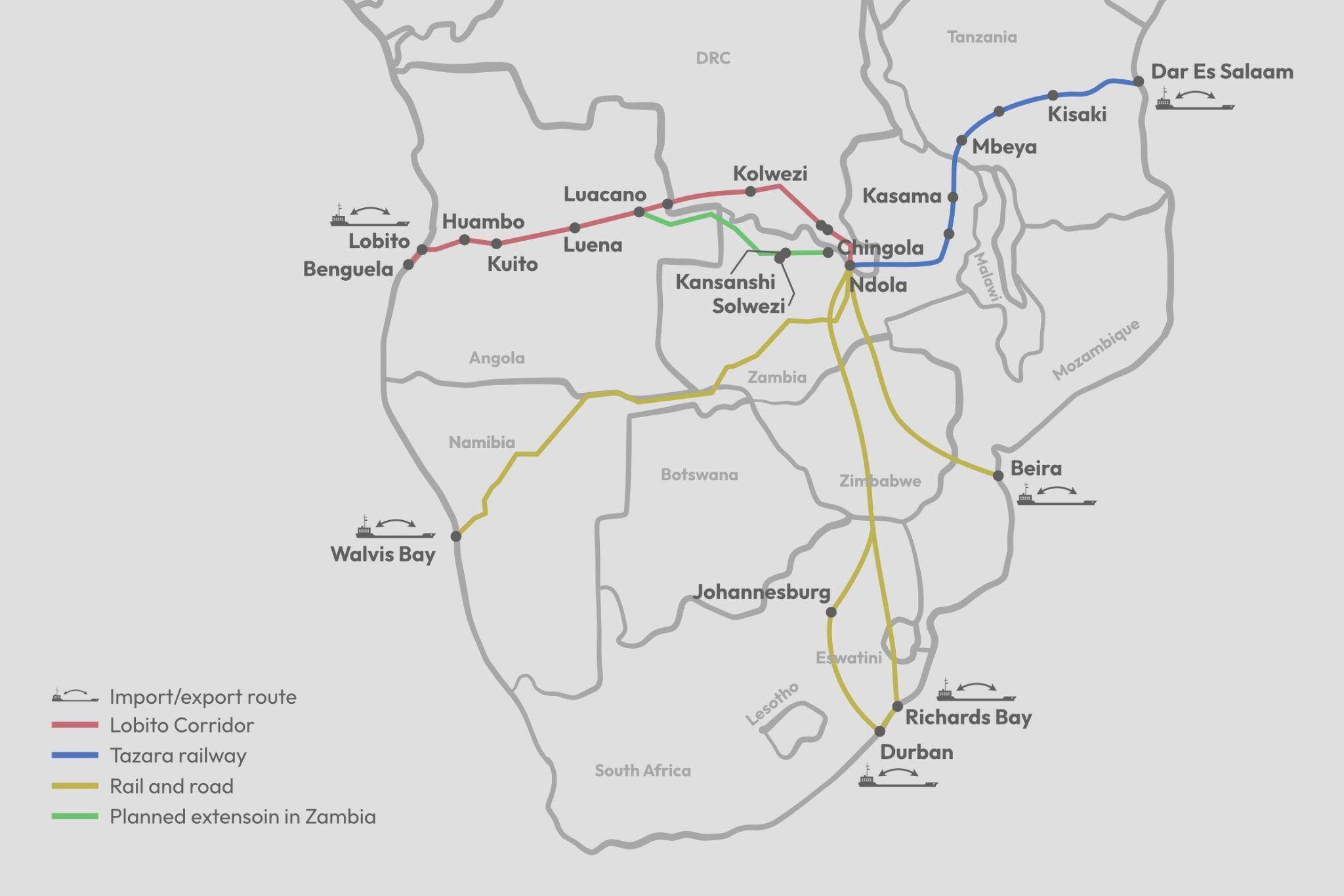 zambia railway map