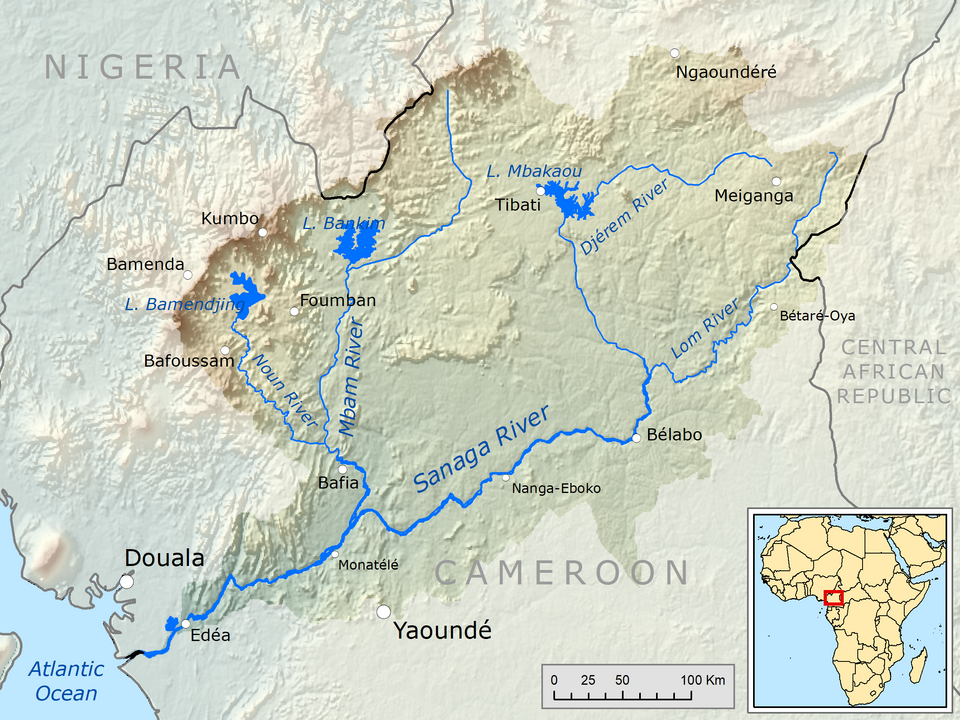 Dams on the Sanaga River power the economic capital at Douala.